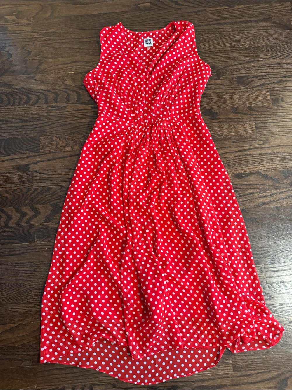 Vintage Red Polka Dot Sleeveless Midi Dress